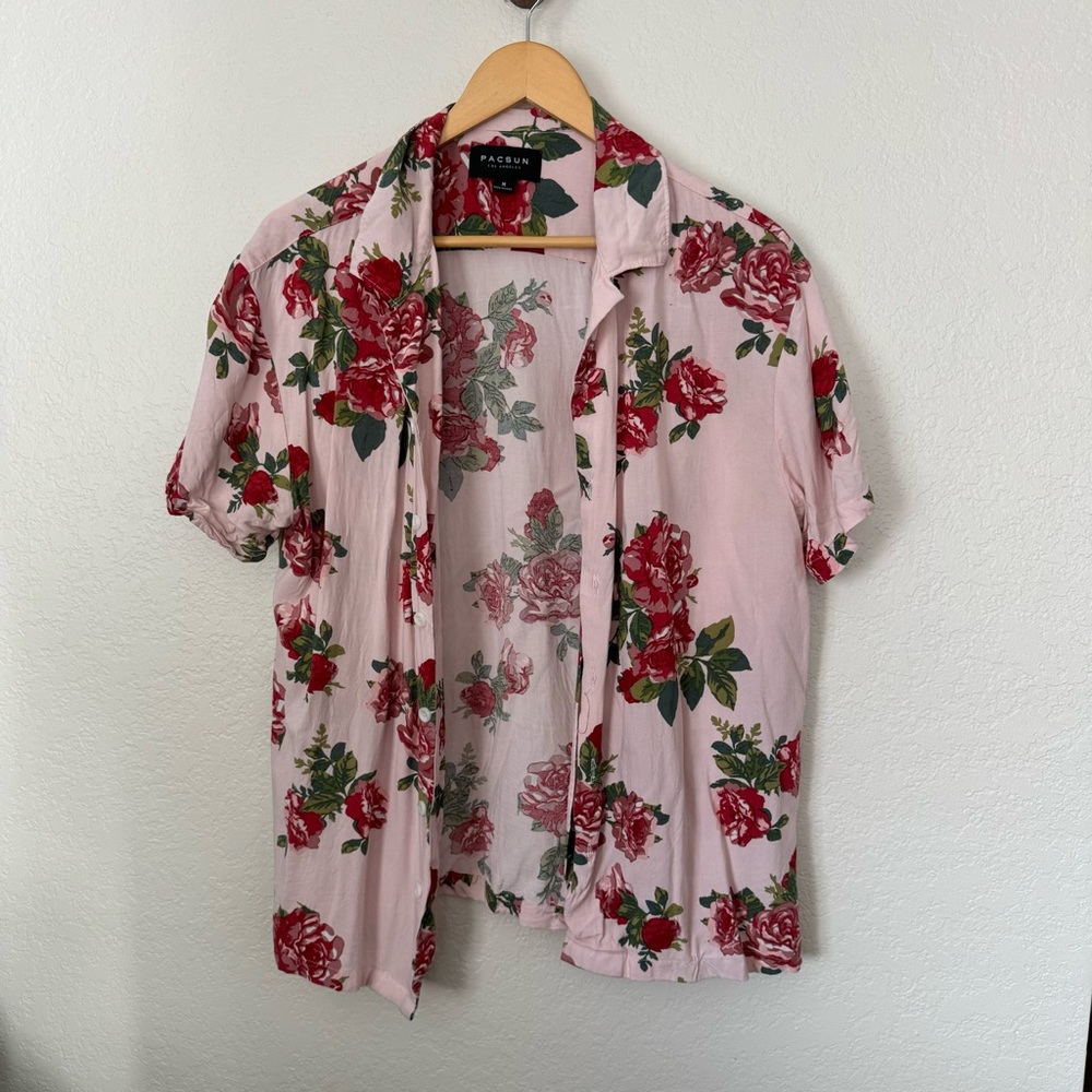 PACSUN floral short sleeve button up
